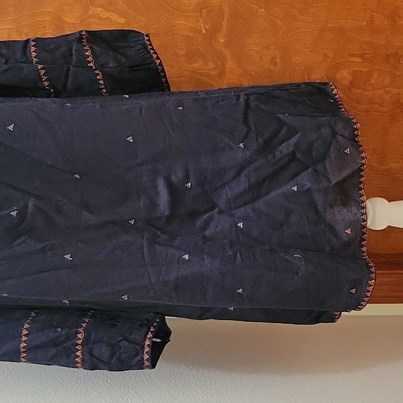 Madewell | Black Embroidered Signal Dress with Orange Stitching in size Small - Picture 4 of 11